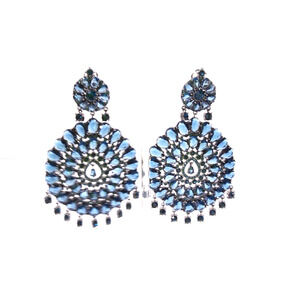 NWT 298 Neiman Marcus Lee Angel Women's Midnight Crystal Statement Earrings